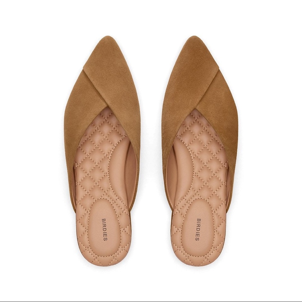 NWOB Birdies The Swan golden oak slip on flat mules 9.5